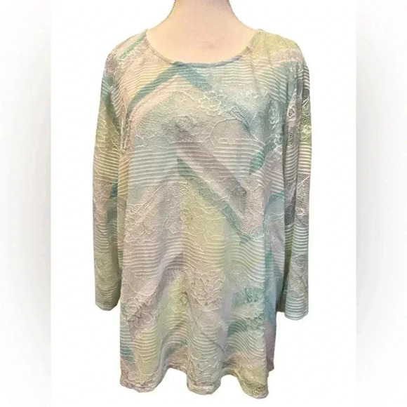 Alfred Dunner | Lady Like Chevron Lace Knit Top (1X) - Picture 5 of 11